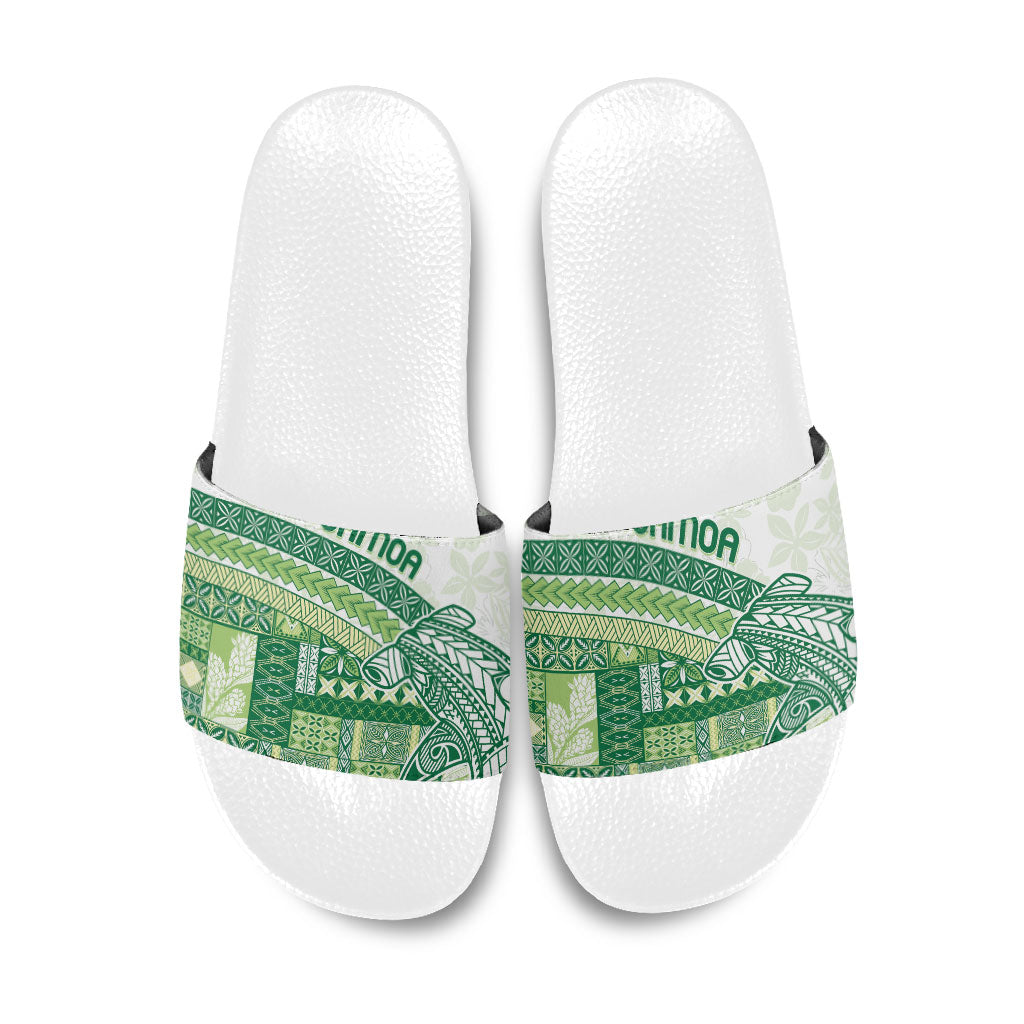 Samoa Mamanu Siapo Forest Green Slide Sandals Tatau Malie LT7 Forest Green - Polynesian Pride