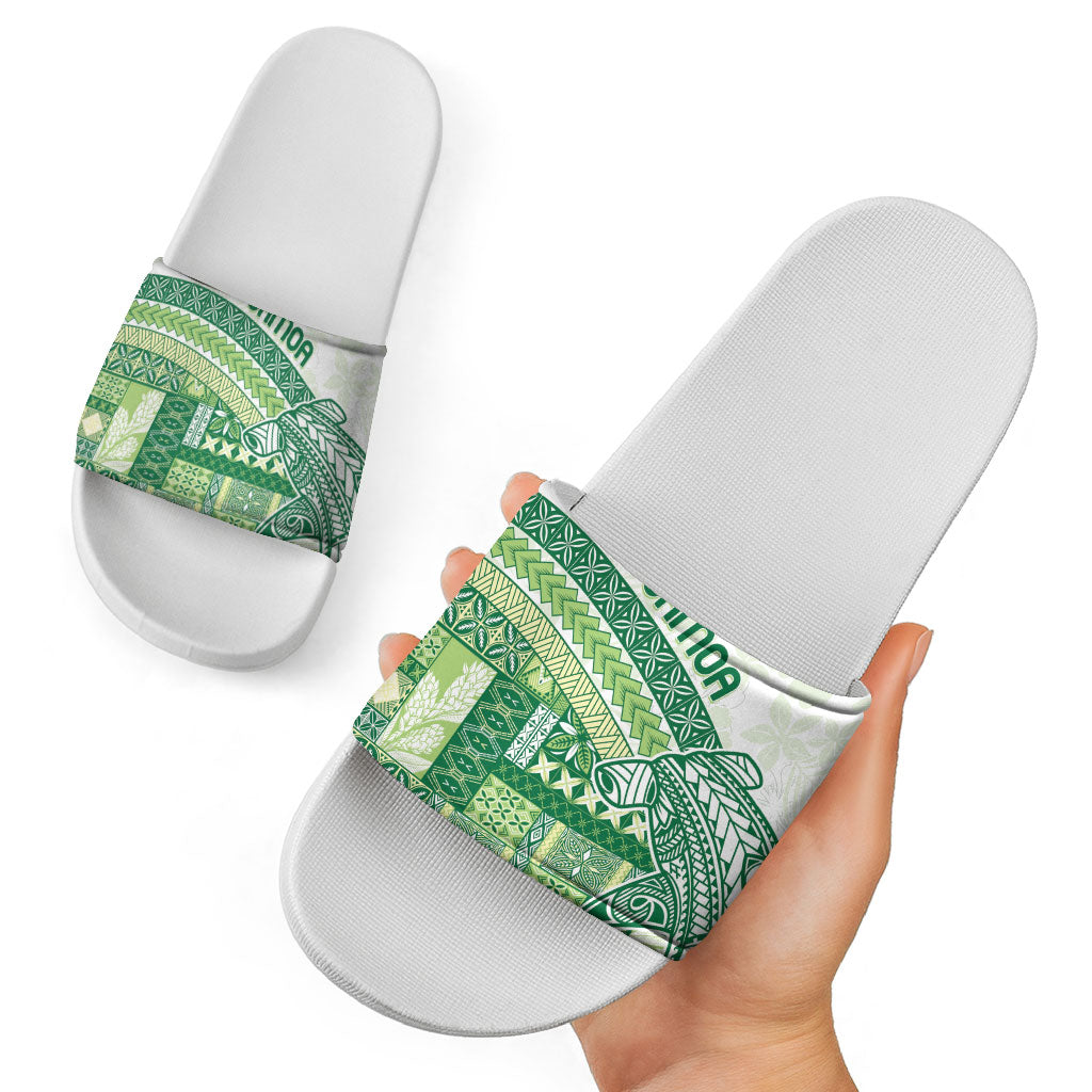 Samoa Mamanu Siapo Forest Green Slide Sandals Tatau Malie LT7 - Polynesian Pride
