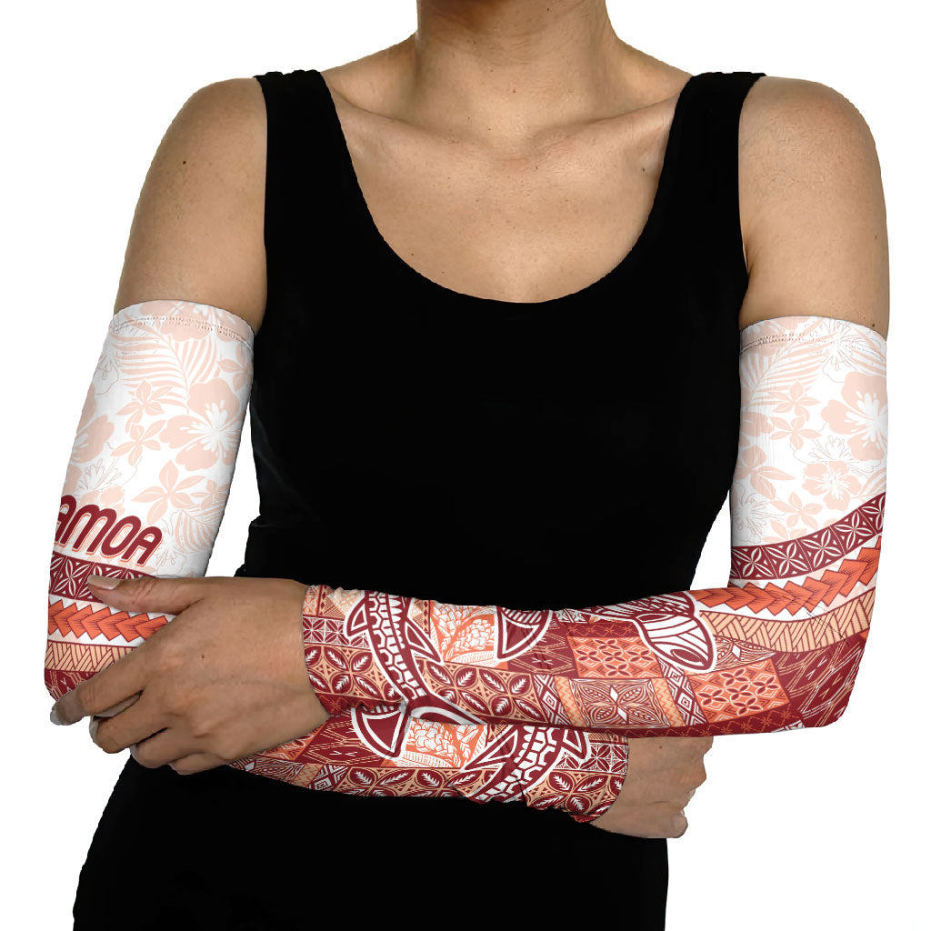 Samoa Mamanu Siapo Crimson Arm Sleeves Tatau Malie LT7 - Polynesian Pride
