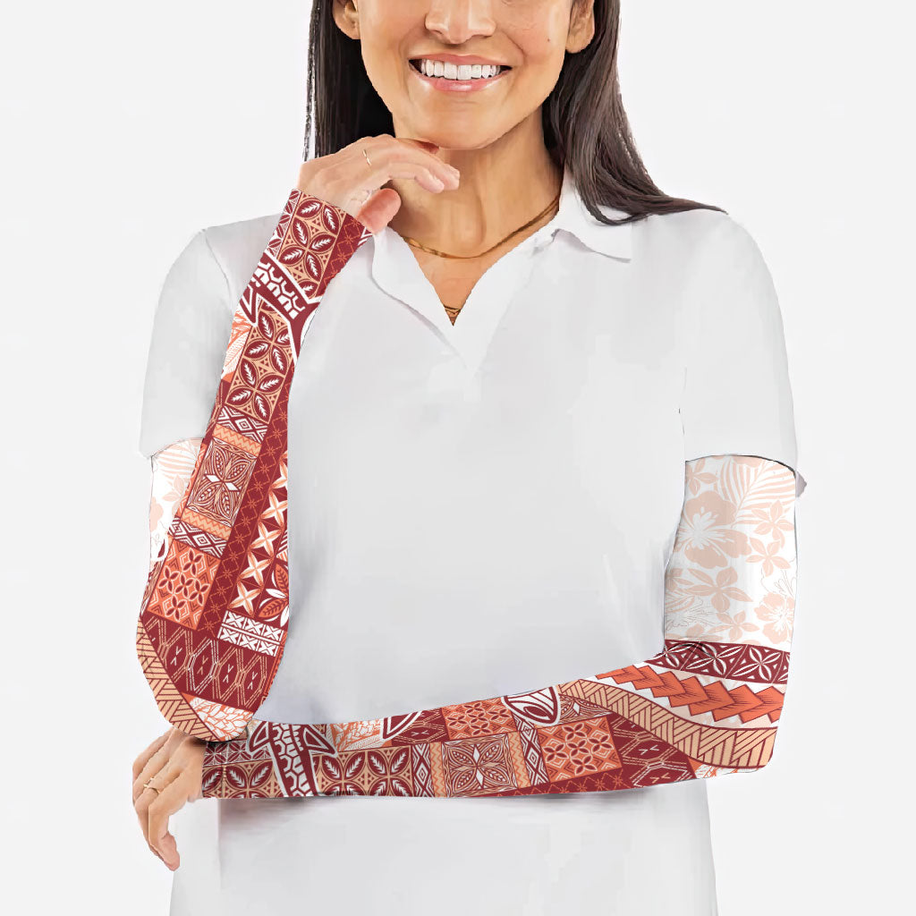 Samoa Mamanu Siapo Crimson Arm Sleeves Tatau Malie LT7 - Polynesian Pride