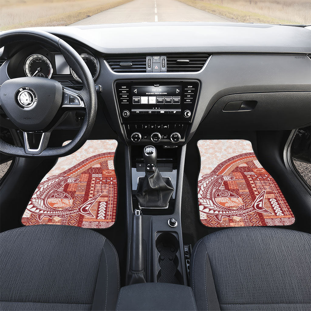 Samoa Mamanu Siapo Crimson Car Mats Tatau Malie LT7 Set 2pcs - Front Red - Polynesian Pride