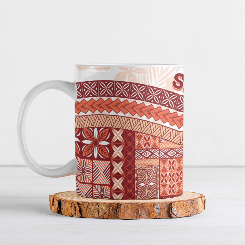 Samoa Mamanu Siapo Crimson Ceramic Mug Tatau Malie LT7 Red - Polynesian Pride