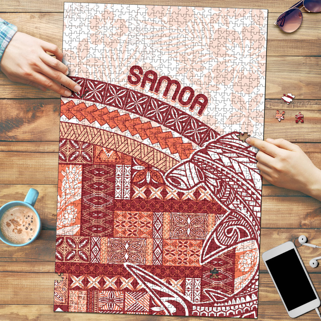 Samoa Mamanu Siapo Crimson Puzzle Tatau Malie LT7 Red - Polynesian Pride