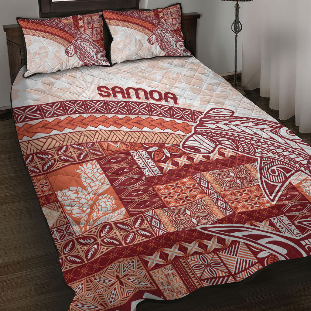 Samoa Mamanu Siapo Crimson Quilt Bed Set Tatau Malie LT7 Red - Polynesian Pride