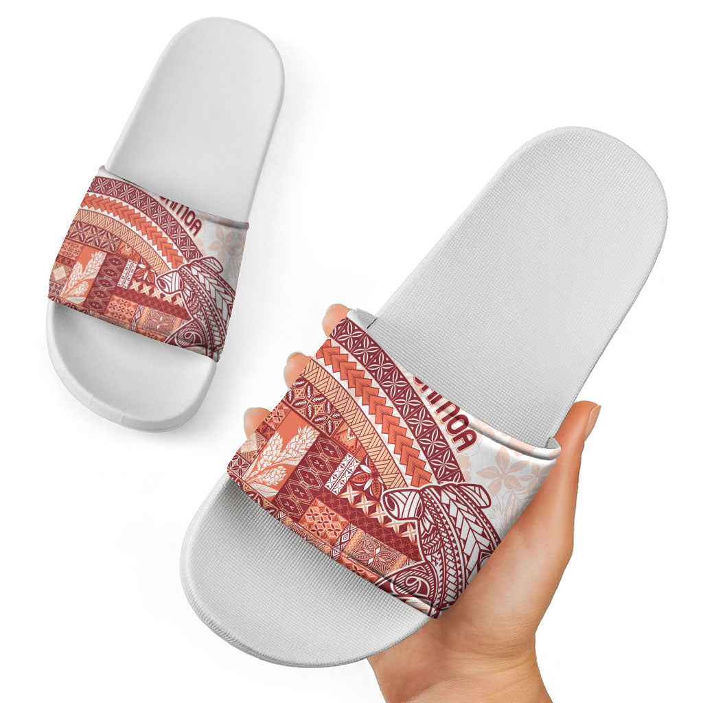 Samoa Mamanu Siapo Crimson Slide Sandals Tatau Malie LT7 - Polynesian Pride