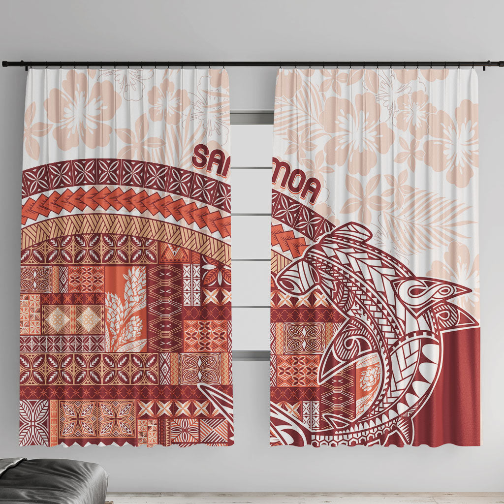 Samoa Mamanu Siapo Crimson Window Curtain Tatau Malie LT7 With Hooks Red - Polynesian Pride