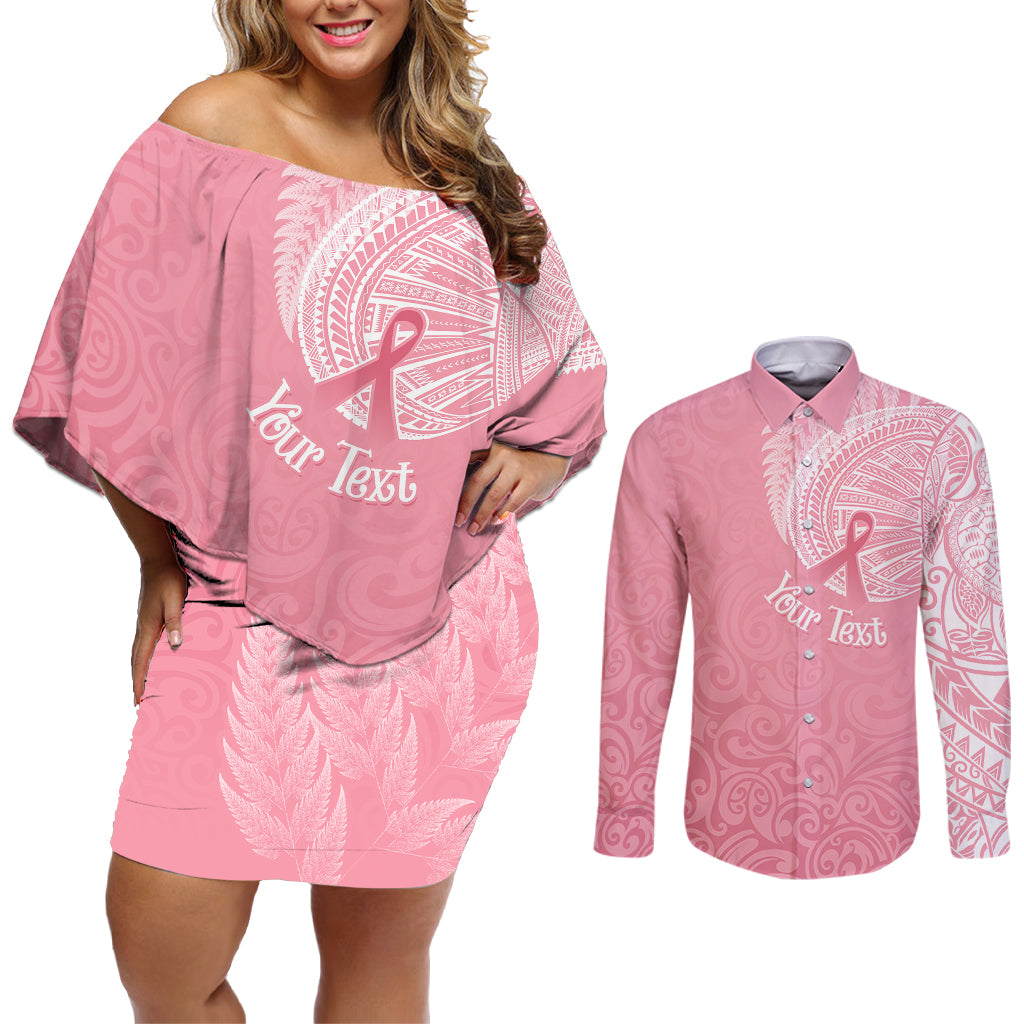 personalised-new-zealand-couples-matching-off-shoulder-short-dress-and-long-sleeve-button-shirts-pink-ribbon-tattoo-mix-silver-fern