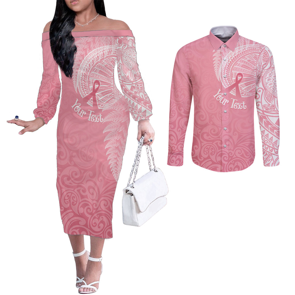 personalised-new-zealand-couples-matching-off-the-shoulder-long-sleeve-dress-and-long-sleeve-button-shirts-pink-ribbon-tattoo-mix-silver-fern