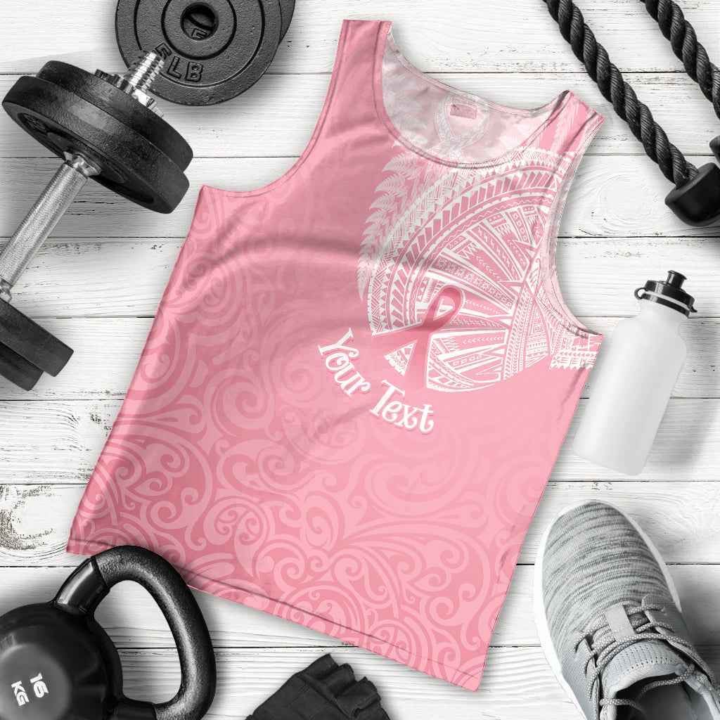 Personalised New Zealand Men Tank Top Pink Ribbon Tattoo Mix Silver Fern LT7 Pink - Polynesian Pride