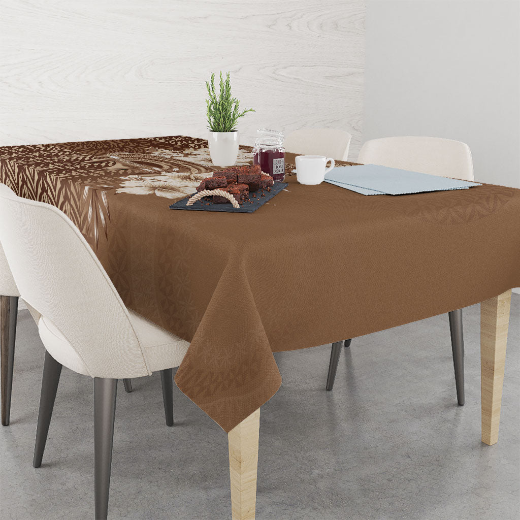 Tonga Ngatu Kupesi Brown Tapa Tablecloth Koe Otua Mo Tonga Ko Hoku Tofia LT7 - Polynesian Pride