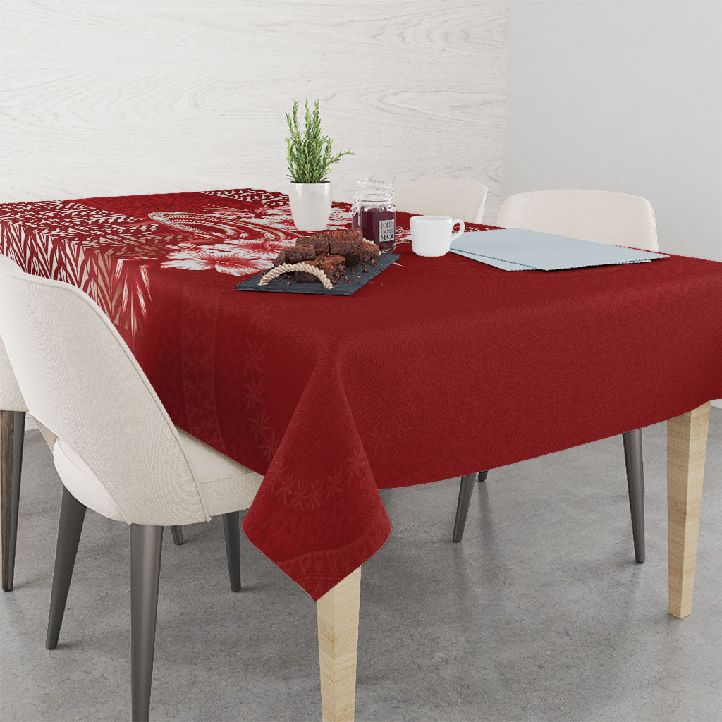 Tonga Ngatu Kupesi Royal Red Tablecloth Koe Otua Mo Tonga Ko Hoku Tofia LT7 - Polynesian Pride