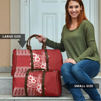 Tonga Ngatu Kupesi Royal Red Travel Bag Koe Otua Mo Tonga Ko Hoku Tofia LT7 - Polynesian Pride