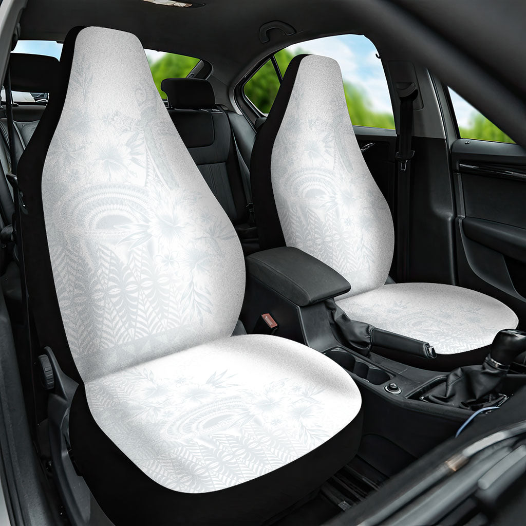 Tonga Ngatu Kupesi White Sunday Fakame Car Seat Cover Koe Otua Mo Tonga Ko Hoku Tofia LT7 One Size White - Polynesian Pride