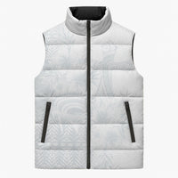 Tonga Ngatu Kupesi White Sunday Fakame Sleeveless Puffer Jacket Koe Otua Mo Tonga Ko Hoku Tofia LT7 Unisex White - Polynesian Pride