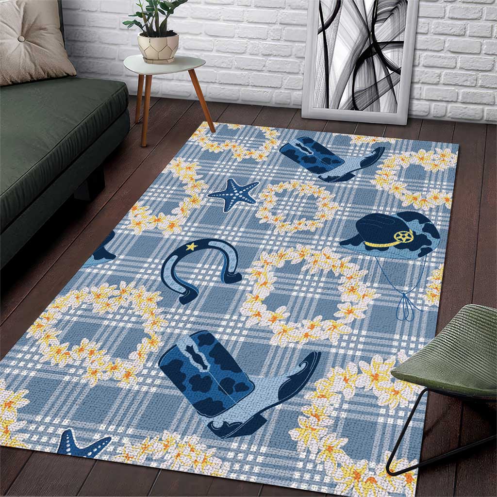 Aloha Hawaii Paniolo Jeans Palaka Area Rug Coastal Rodeo LT7 Pastel Blue - Polynesian Pride