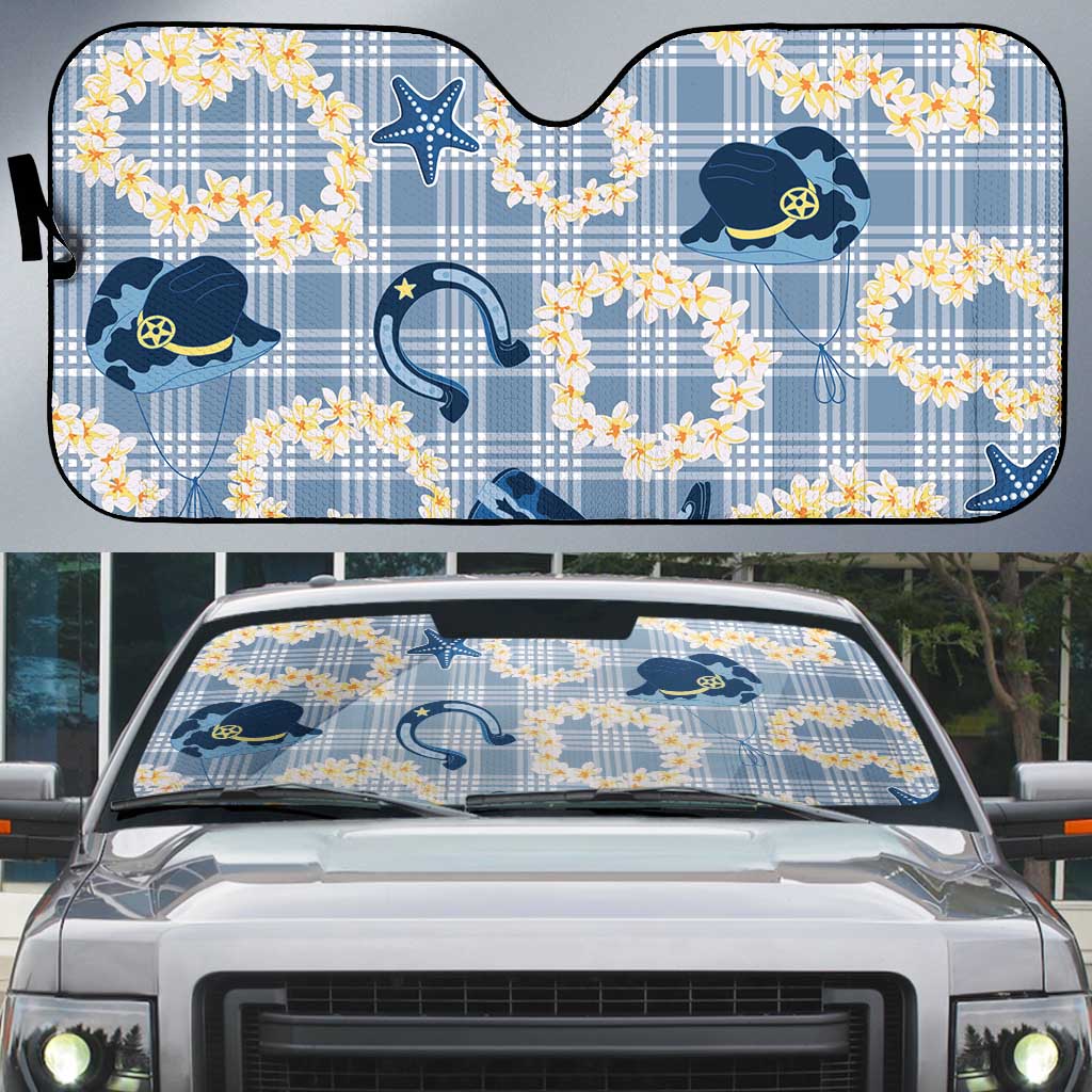 Aloha Hawaii Paniolo Jeans Palaka Auto Sun Shade Coastal Rodeo LT7 Pastel Blue - Polynesian Pride
