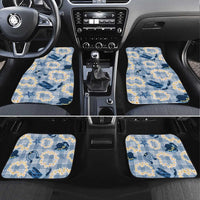 Aloha Hawaii Paniolo Jeans Palaka Car Mats Coastal Rodeo LT7 Set 4pcs Pastel Blue - Polynesian Pride