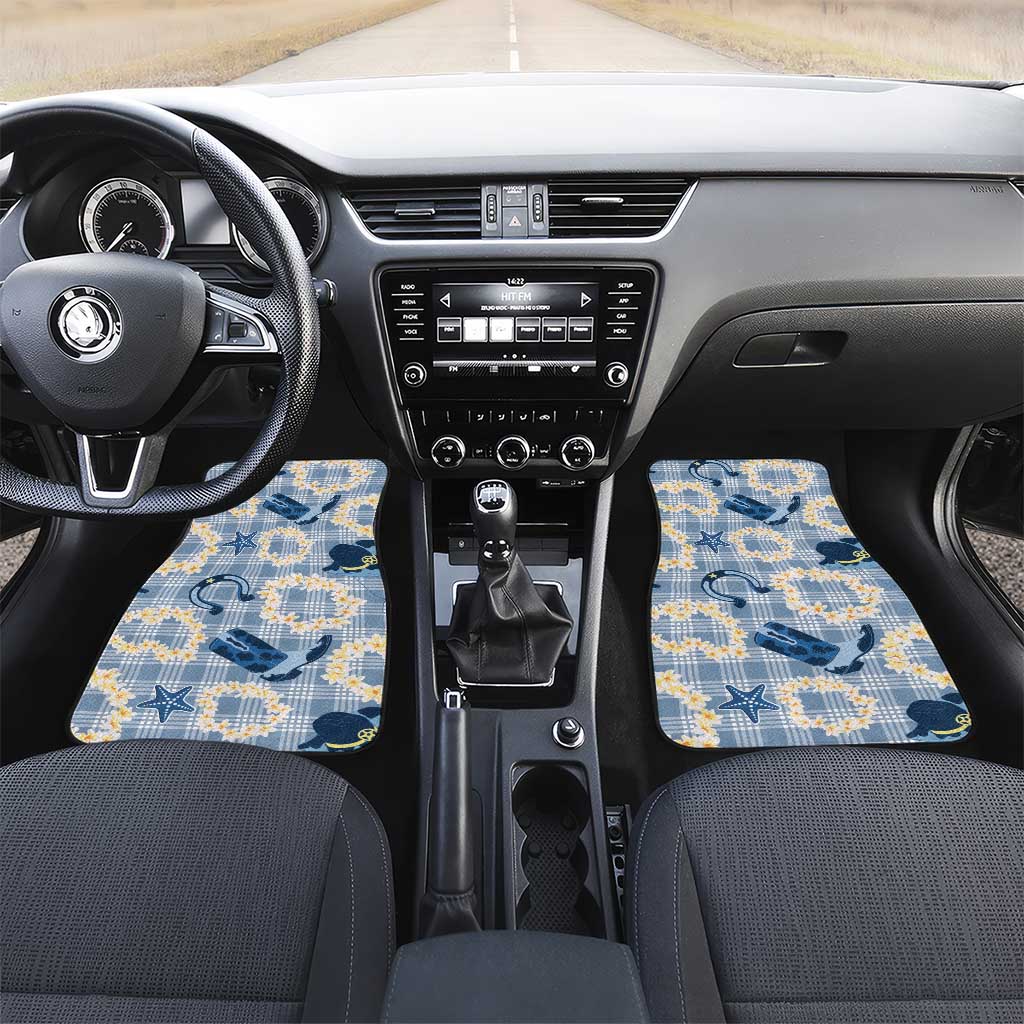 Aloha Hawaii Paniolo Jeans Palaka Car Mats Coastal Rodeo LT7 Set 2pcs - Front Pastel Blue - Polynesian Pride