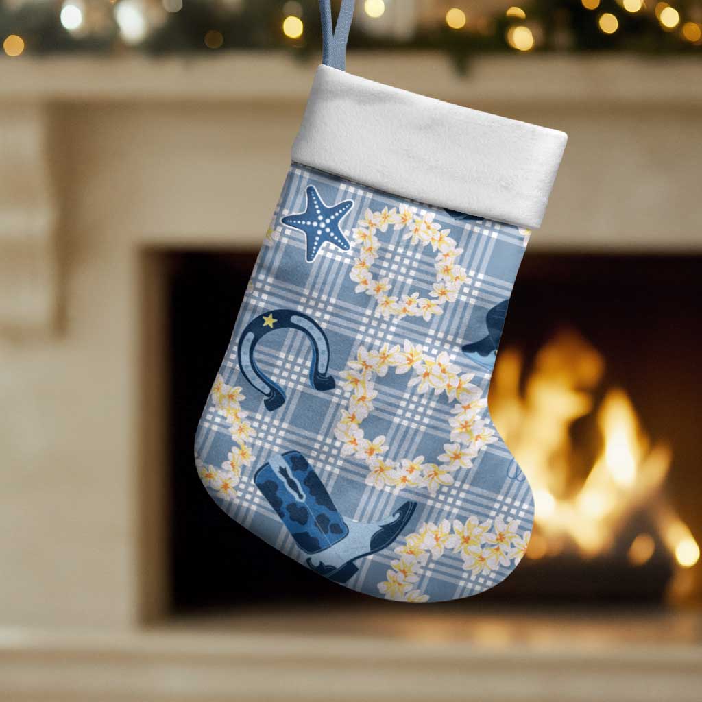 Aloha Hawaii Paniolo Jeans Palaka Christmas Stocking Coastal Rodeo LT7 Set of 2 Pastel Blue - Polynesian Pride