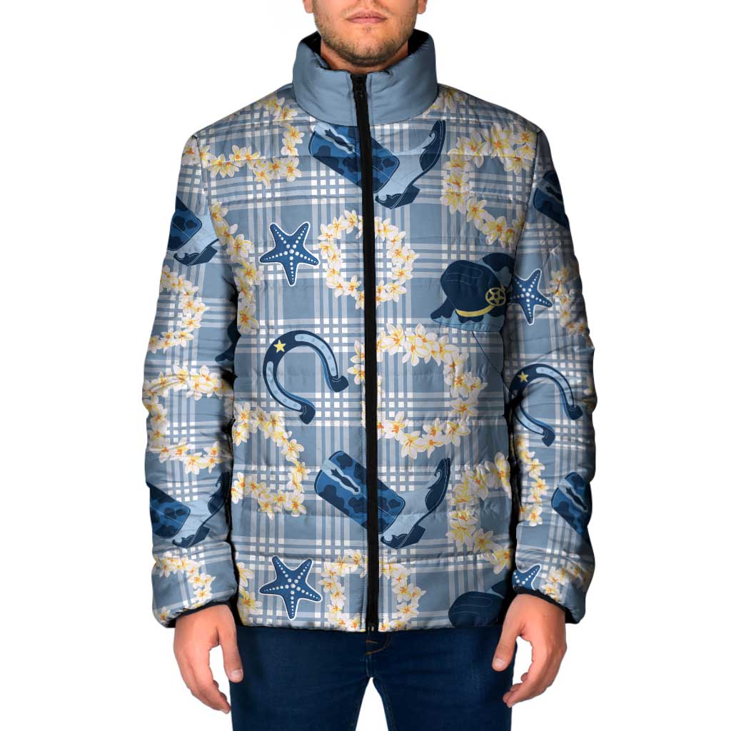 Aloha Hawaii Paniolo Jeans Palaka Padded Jacket Coastal Rodeo LT7 Men Pastel Blue - Polynesian Pride