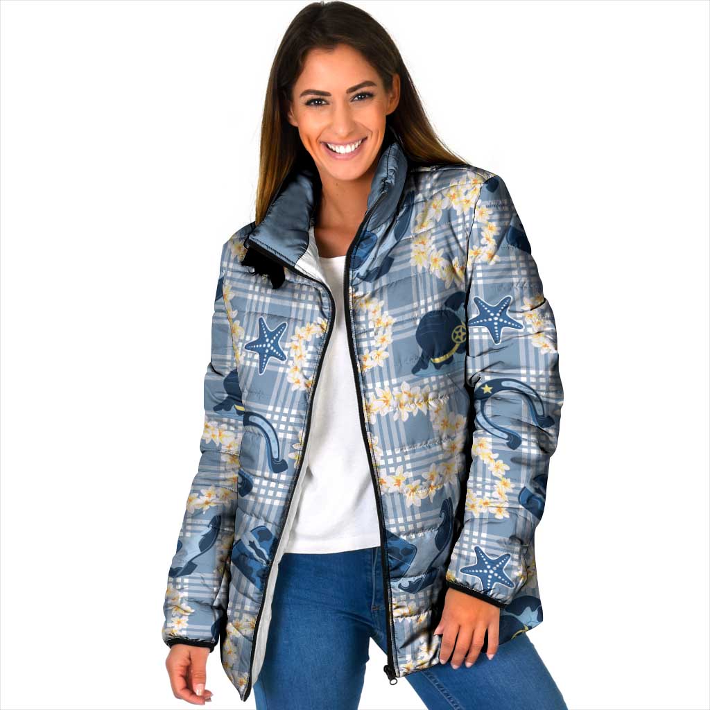 Aloha Hawaii Paniolo Jeans Palaka Padded Jacket Coastal Rodeo LT7 Women Pastel Blue - Polynesian Pride