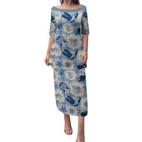 Aloha Hawaii Paniolo Jeans Palaka Puletasi Coastal Rodeo LT7 Long Dress Pastel Blue - Polynesian Pride