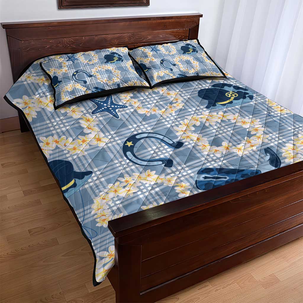 Aloha Hawaii Paniolo Jeans Palaka Quilt Bed Set Coastal Rodeo LT7 - Polynesian Pride