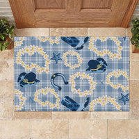 Aloha Hawaii Paniolo Jeans Palaka Rubber Doormat Coastal Rodeo LT7 Pastel Blue - Polynesian Pride