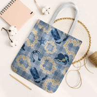 Aloha Hawaii Paniolo Jeans Palaka Tote Bag Coastal Rodeo LT7 White Strap One Size Pastel Blue - Polynesian Pride