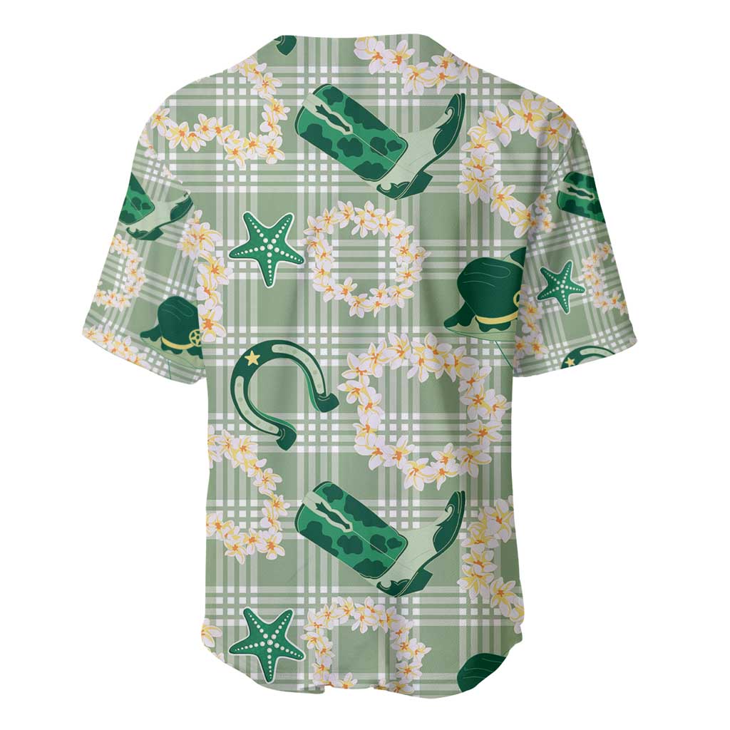 Aloha Hawaii Paniolo Mint Palaka Baseball Jersey Coastal Rodeo LT7 - Polynesian Pride