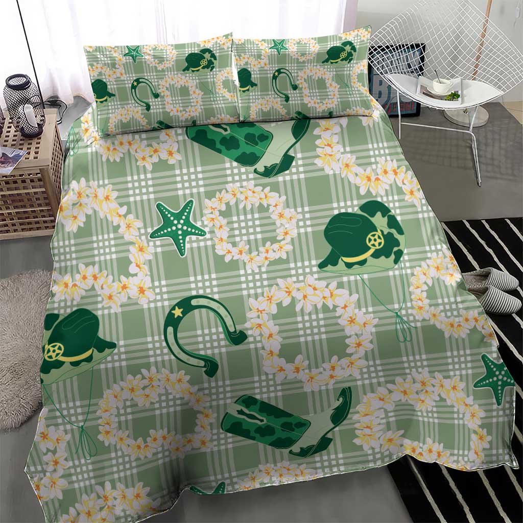 Aloha Hawaii Paniolo Mint Palaka Bedding Set Coastal Rodeo LT7 - Polynesian Pride