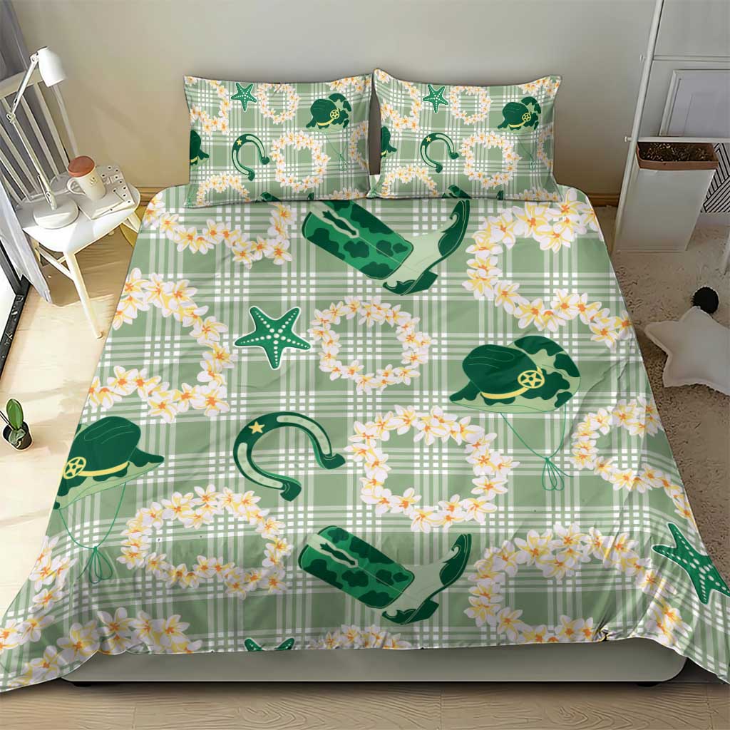 Aloha Hawaii Paniolo Mint Palaka Bedding Set Coastal Rodeo LT7 - Polynesian Pride