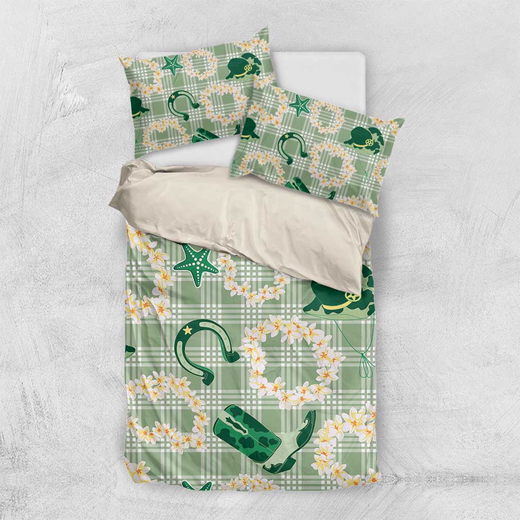 Aloha Hawaii Paniolo Mint Palaka Bedding Set Coastal Rodeo LT7 US Twin 172cm x 218cm Mint - Polynesian Pride