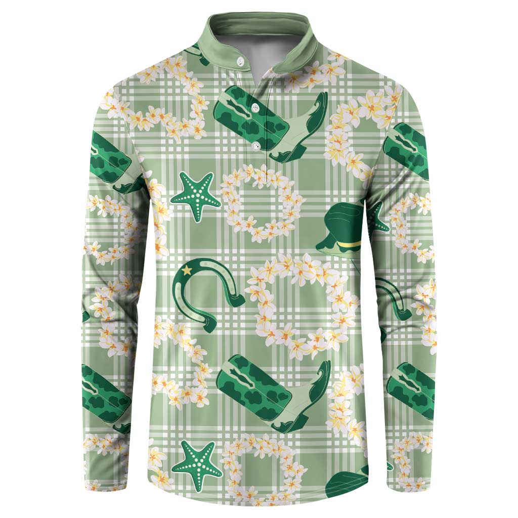 Aloha Hawaii Paniolo Mint Palaka Button Sweatshirt Coastal Rodeo LT7 Mint - Polynesian Pride