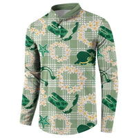Aloha Hawaii Paniolo Mint Palaka Button Sweatshirt Coastal Rodeo LT7 - Polynesian Pride