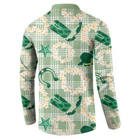 Aloha Hawaii Paniolo Mint Palaka Button Sweatshirt Coastal Rodeo LT7 - Polynesian Pride