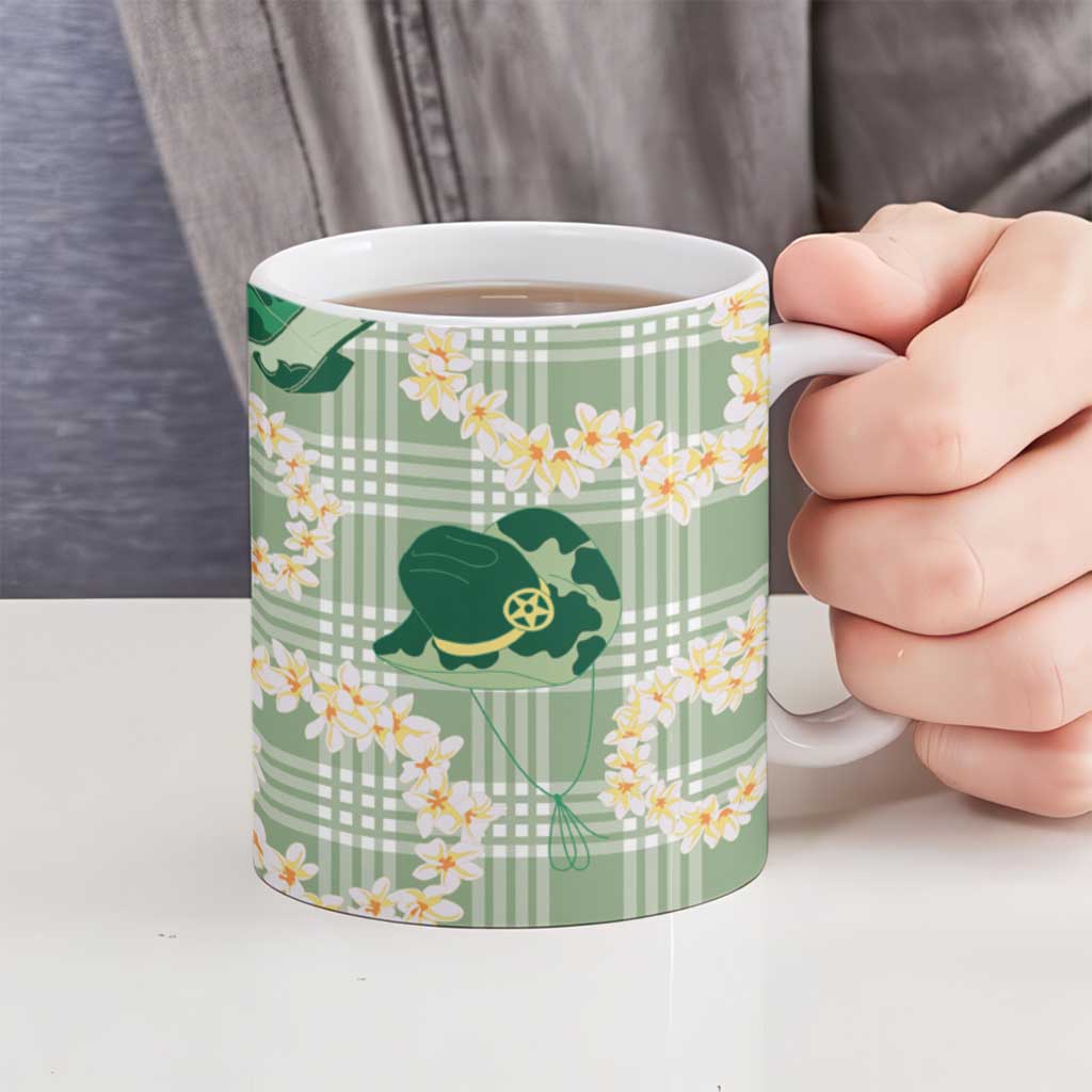 Aloha Hawaii Paniolo Mint Palaka Ceramic Mug Coastal Rodeo LT7 - Polynesian Pride