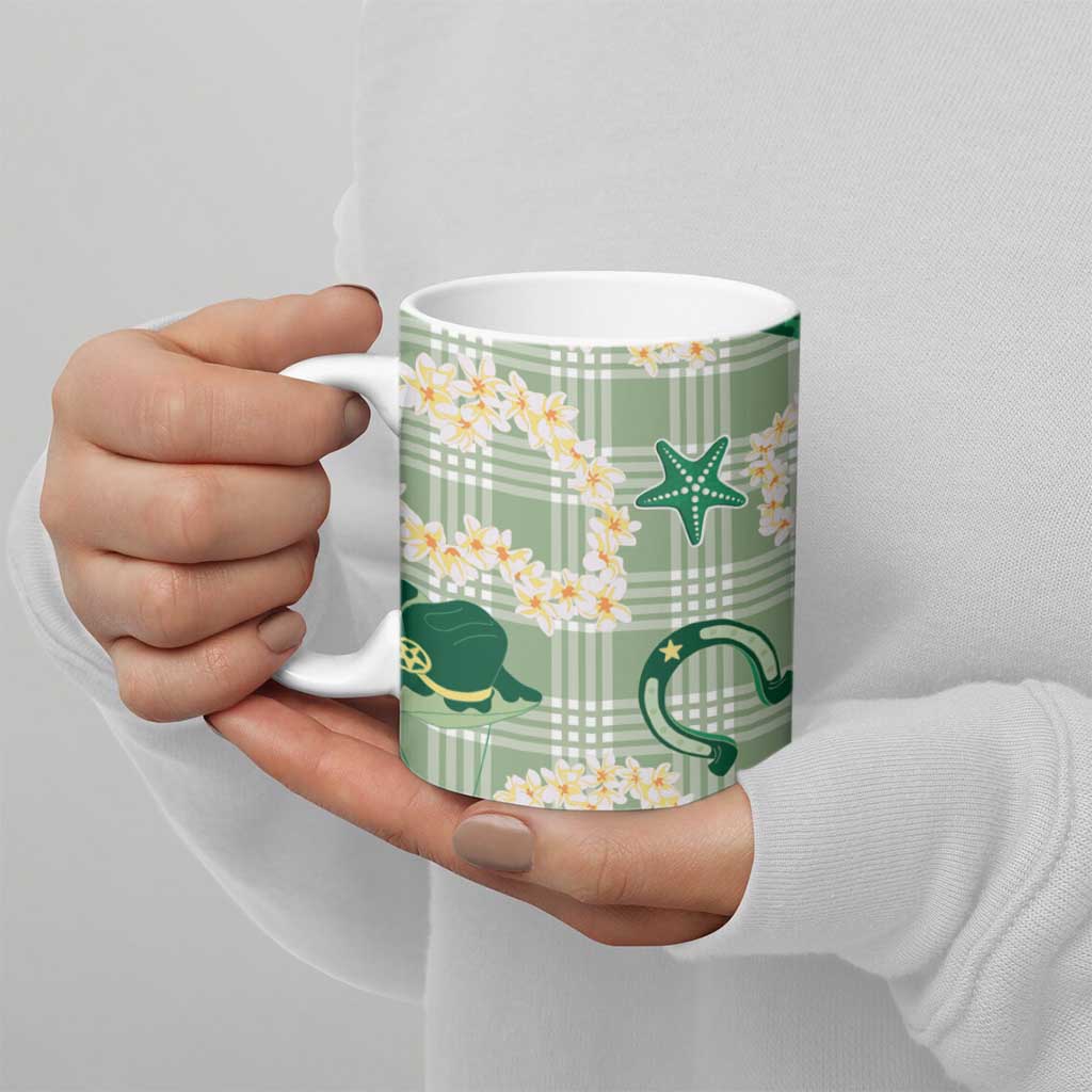 Aloha Hawaii Paniolo Mint Palaka Ceramic Mug Coastal Rodeo LT7 - Polynesian Pride
