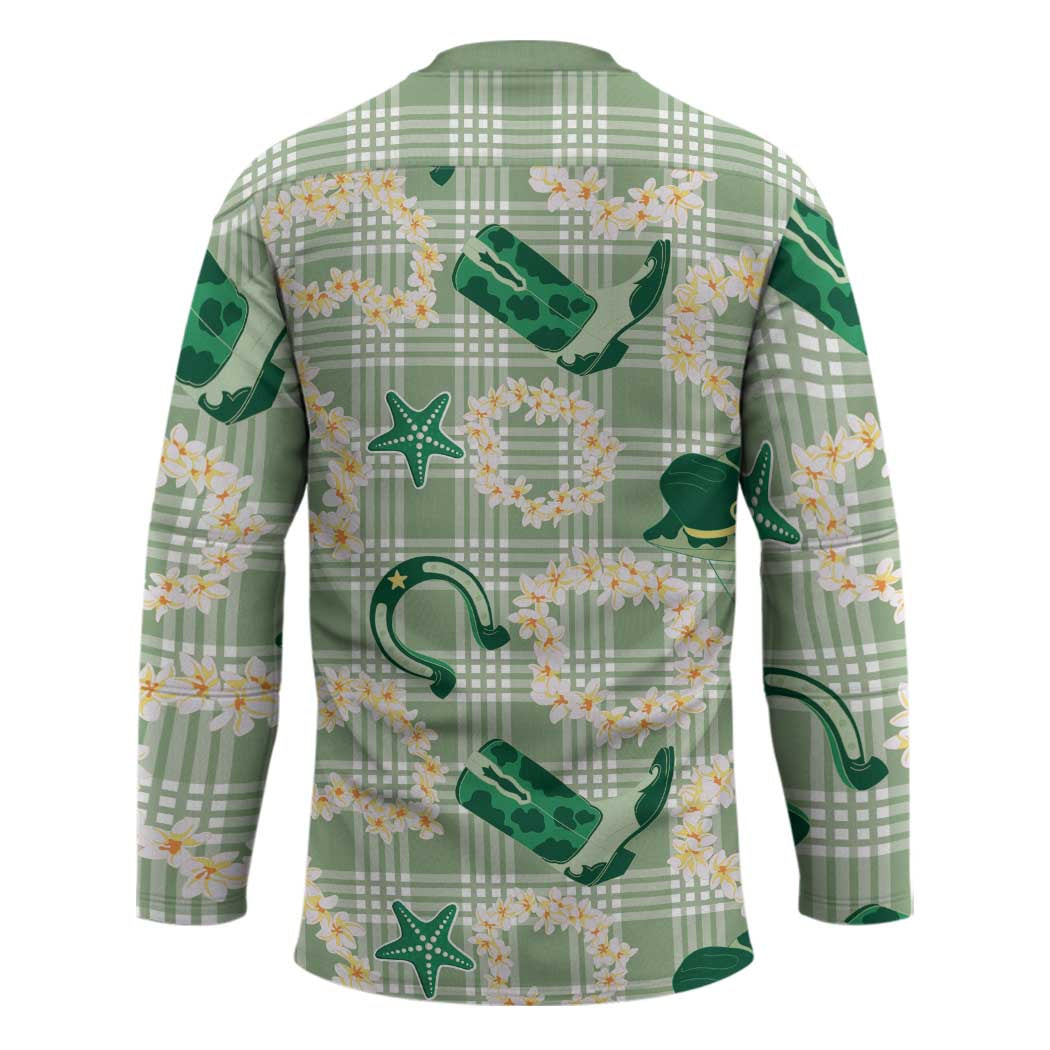 Aloha Hawaii Paniolo Mint Palaka Hockey Jersey Coastal Rodeo LT7 - Polynesian Pride