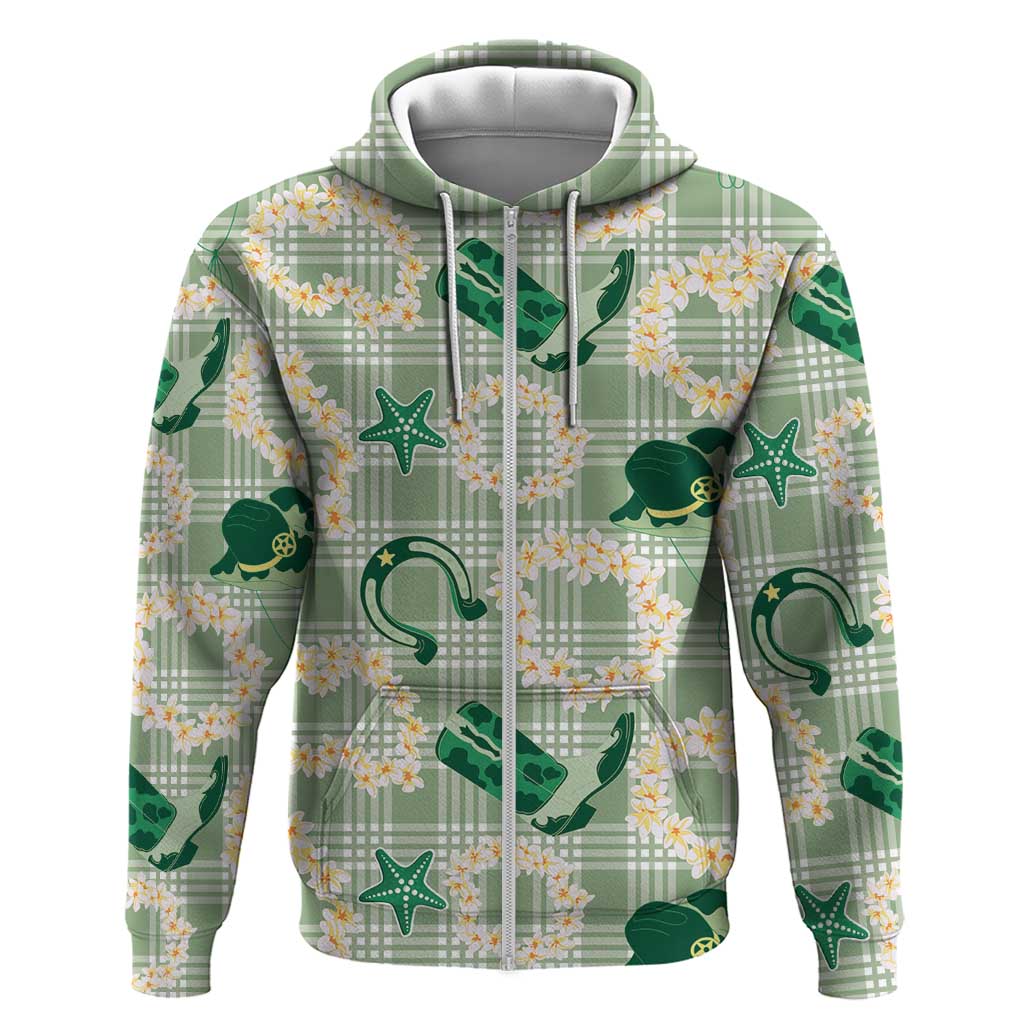 Aloha Hawaii Paniolo Mint Palaka Hoodie Coastal Rodeo LT7 Zip Hoodie Mint - Polynesian Pride