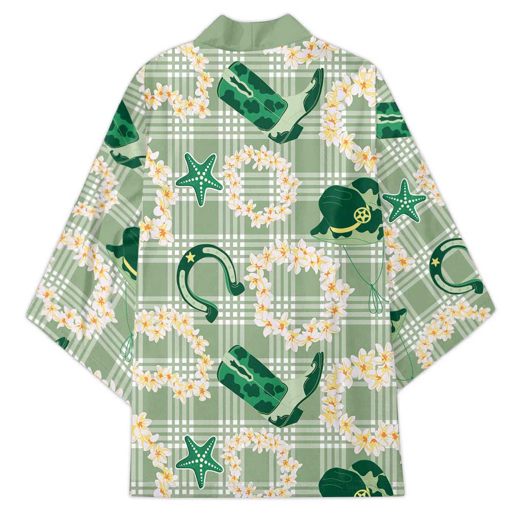 Aloha Hawaii Paniolo Mint Palaka Kimono Coastal Rodeo LT7 - Polynesian Pride