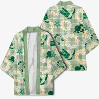 Aloha Hawaii Paniolo Mint Palaka Kimono Coastal Rodeo LT7 - Polynesian Pride