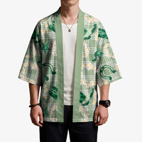 Aloha Hawaii Paniolo Mint Palaka Kimono Coastal Rodeo LT7 - Polynesian Pride