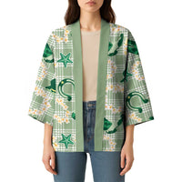 Aloha Hawaii Paniolo Mint Palaka Kimono Coastal Rodeo LT7 - Polynesian Pride