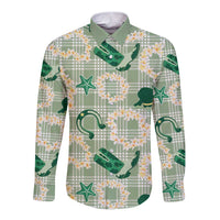 Aloha Hawaii Paniolo Mint Palaka Long Sleeve Button Shirt Coastal Rodeo LT7 Unisex Mint - Polynesian Pride