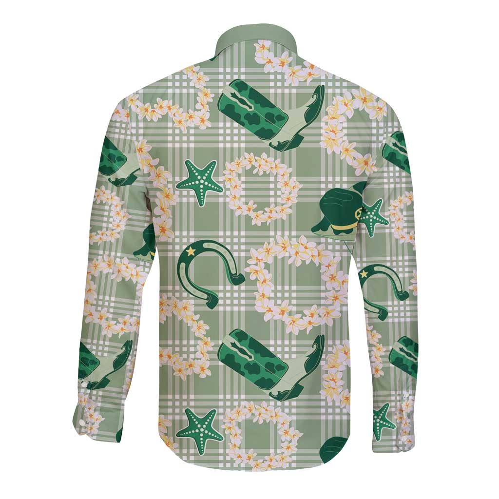 Aloha Hawaii Paniolo Mint Palaka Long Sleeve Button Shirt Coastal Rodeo LT7 - Polynesian Pride