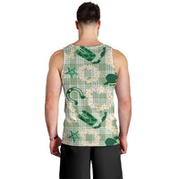 Aloha Hawaii Paniolo Mint Palaka Men Tank Top Coastal Rodeo LT7 - Polynesian Pride