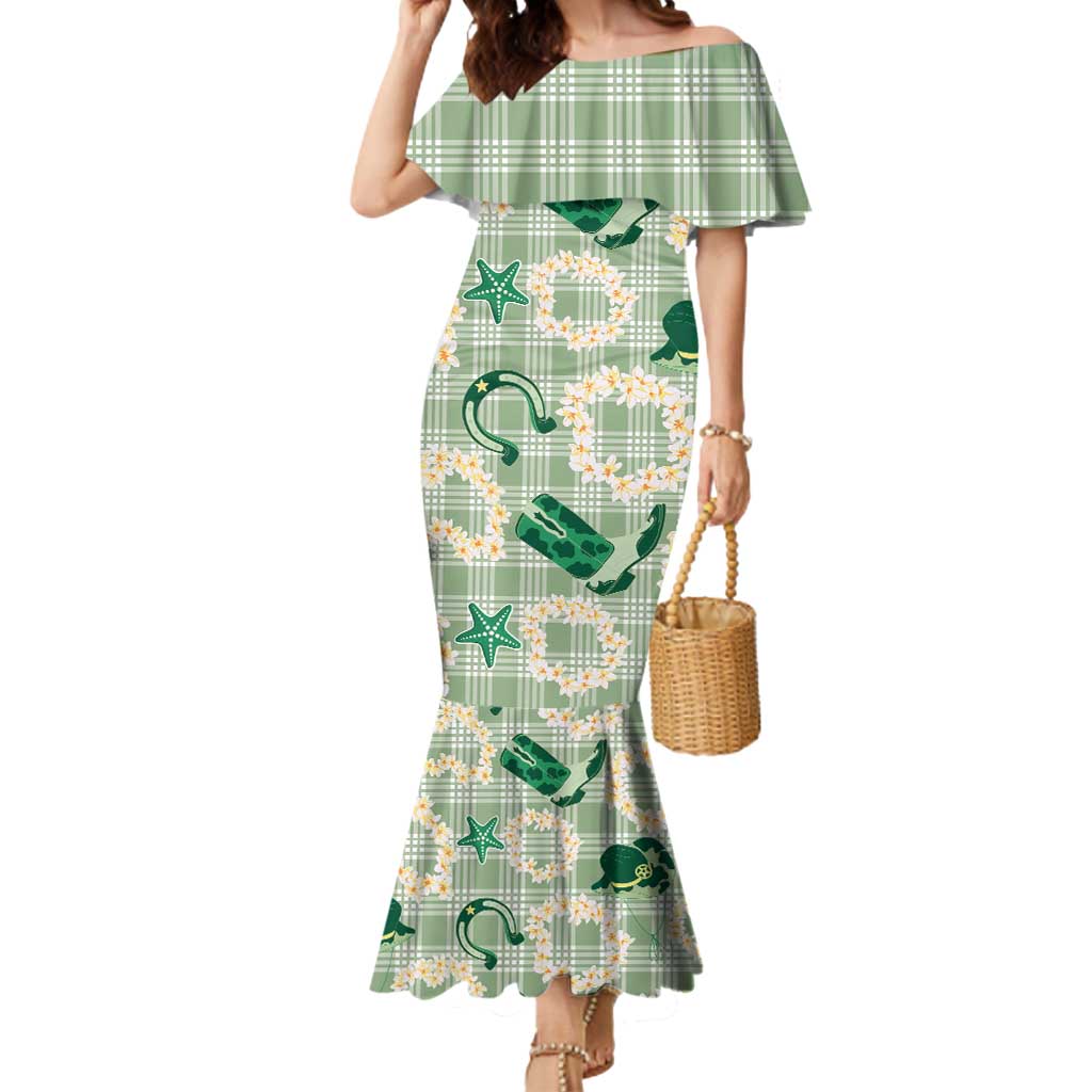 Aloha Hawaii Paniolo Mint Palaka Mermaid Dress Coastal Rodeo LT7 Women Mint - Polynesian Pride