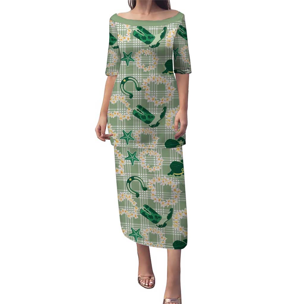 Aloha Hawaii Paniolo Mint Palaka Puletasi Coastal Rodeo LT7 Long Dress Mint - Polynesian Pride