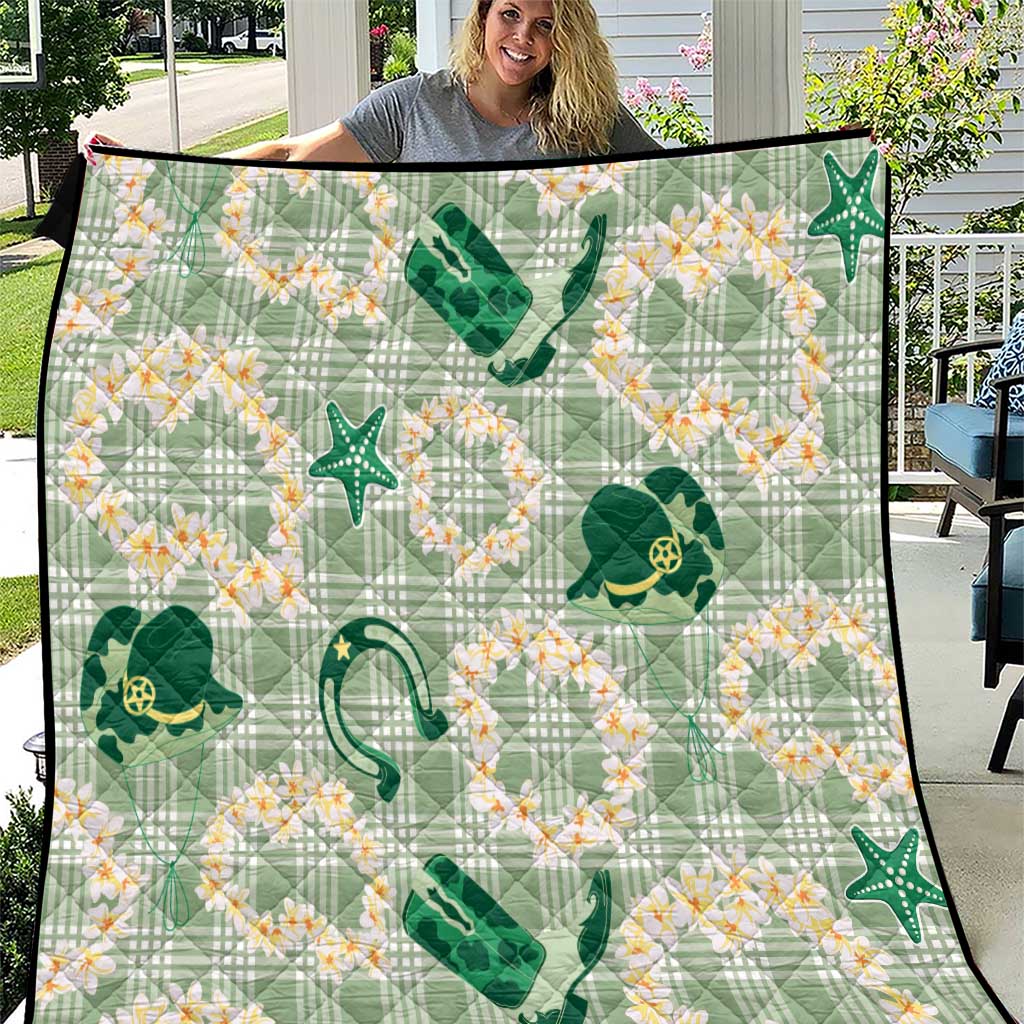Aloha Hawaii Paniolo Mint Palaka Quilt Coastal Rodeo LT7 Mint - Polynesian Pride